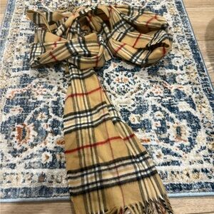 V. FRAAS Tan and Black Plaid Scarf